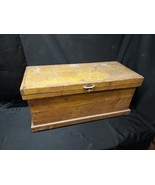 Antique Primitive Wood Chest Tool Box With Rare Original Mustard Yellow ... - €258,43 EUR