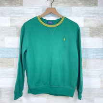 POLO Ralph Lauren Tipped Collar Sweater Green Crewneck Boys Large 14 16 - $39.59