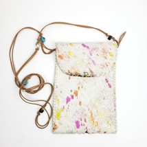 Handmade Cowhide Crossbody Handbag Clutch Ponyhair Leather Metallic Splatter - £43.66 GBP