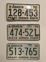 3LOT-1970-1974 North Dakota License Plates#128453#513765#474521-Peace Ga... - $41.43