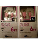 Lot of 2, 6Ft. Micro USB Cable, sync and charge, Micro Cable, New - £10.51 GBP