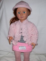 American Girl Pink Hat and sweater, Crochet, 18 Inch Doll, Handmade  - £3.95 GBP