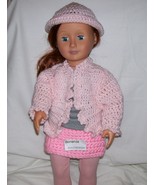 American Girl Pink Hat and sweater, Crochet, 18 Inch Doll, Handmade  - £3.98 GBP