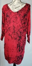 CALVIN KLEIN JEANS Red Black Rhinestone Batwing Sleeve Long Sweater Wome... - $33.65