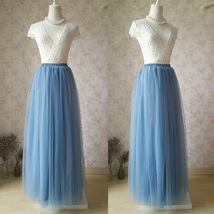 DUSTY BLUE Tulle Maxi Skirt Wedding Bridesmaid Custom Plus Size Tulle Skirt image 6