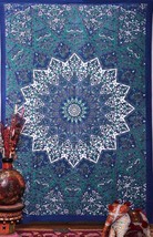 Indian Blue Psychedelic Room Decorations Star Elephant Hippie Bohemian Tapestry - £11.95 GBP
