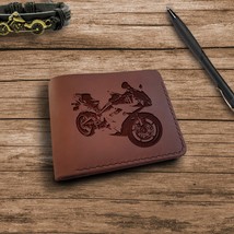 Motorcycle Gifts. Personalized Custom  Personalised Leather Handmade Mens Wallet - £35.97 GBP
