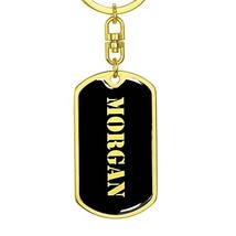 Morgan v3 - Luxury Dog Tag Keychain 18K Yellow Gold Finish Personalized Name - £27.87 GBP