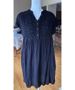 Knox Rose sz S Black Lace Embroidered Cotton Babydoll Dress Boho Peasant - €13,59 EUR