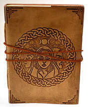 Triple Goddess Leather Journal - 5x7&#39; with Cord Closure - Unique Blank Book - $1,194.00 MXN