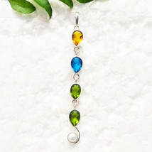 Beautiful MULTI GEMSTONE Pendant, Birthstone Pendant, 925 Sterling Silve... - £31.12 GBP