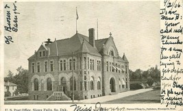 Sioux Falls Sd Us Post Office Stone Building Photo Udb Postcard c1910 - £4.54 GBP