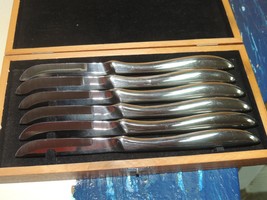 Set 6 one piece Solid Stainless Steel Steak Knives Vintage c1975 8 5/8&quot; ... - $17.99