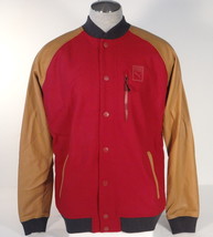 Puma Red &amp; Tan Wool Blend Snap Front Jacket Men&#39;s NWT - £156.61 GBP