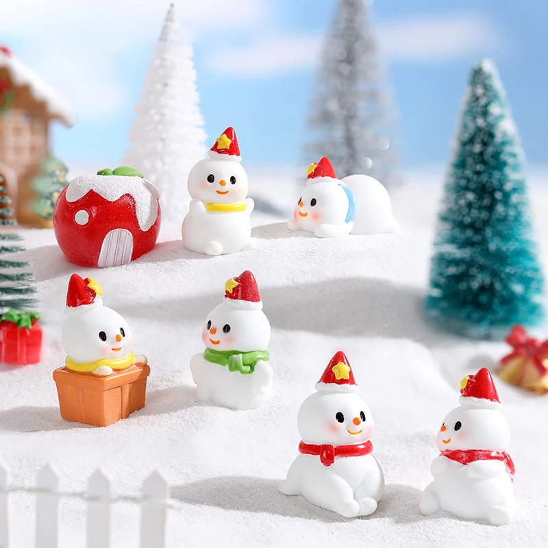 Miniature Snowman Resin Crafts Merry Christmas Decoration For Car Ornament Micro - £8.75 GBP