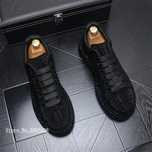 Designer Print Men Shoes Air Cushion Canvas Sneakers Hip Hop Leather Platform C - £81.07 GBP