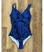 Nip Tuck Swim Women’s Cup Navy Polka Dot One Piece Swimsuit Size 6 Ruche... - $43.41 CAD
