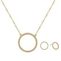 WEIMANJINGDIAN Brand Circular Cubic Zirconia CZ Circle Pendant Necklace and Earr - £18.86 GBP
