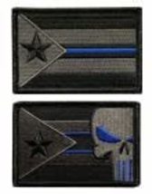 Puerto Rico Flag Police Thin Blue Line Patch [2PC Bundle -3.0 X 2.0 -Hook Fasten - £10.50 GBP