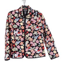 Requirements Quilted Jacket M Womens Fruit Floral Summer Zip Lined Colorful - £18.57 GBP