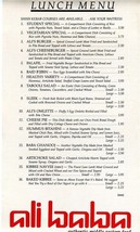 Ali Baba Middle Eastern Food Menu Pittsburgh Pennsylvania 1980&#39;s - £19.76 GBP