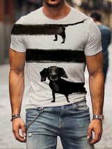 Men&#39;s Black Dull Dachshund Print Casual Short Sleeve T-Shirt - $20.00