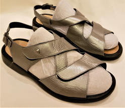 Made in Germany SOLIDUS Comfort Flat Sandals Sz:US-8.5 Gray Leather - $49.98