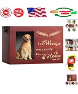 Large  Wooden Pet Memorial Urn with Photo Frame - Adorned Wings Design - $812.19 MXN