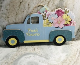 Easter Hanging Glitter Wooden Rustic Happy Easter Blue Truck Bunny Wall ... - $275.74 MXN