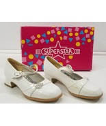 MM) Vintage Superstar Kid Girl&#39;s White Low Heel Strap Shoes 13 - £7.90 GBP