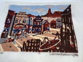 Vtg Artcraft Concepts Embroidery Long Stitch Crewel Western Town  Comple... - $366.83 MXN