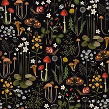 Veelike Black Fairy Forest Wallpaper Peel And Stick Moody Mushrooms Floral - £32.37 GBP