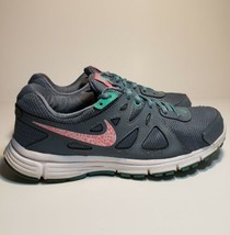 NIKE Revolution 2 Running Athletic Sneakers Gray/Mint/Pink Women&#39;s size 8 - £15.78 GBP