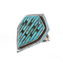 sz9.5 Vintage Native American sterling cobblestone turquoise inlaid ring - $395.01