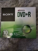 Sony DVD+R 10 Pack DVD & Jewel Case 4.7GB 120 Min 1x-16x Optical Media New - $15.83