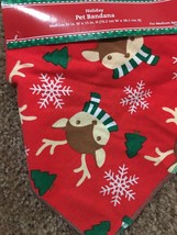 Dog Christmas Holiday Bandana Medium/ Reindeer And Snowflake Pattern/1102 - $17.80