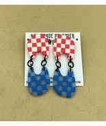 Polymer Checkerboard Dangle Earrings Gracious Rebel Designs Handmade - £6.22 GBP