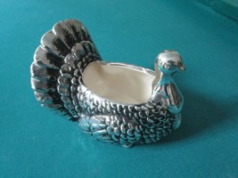 Ceramic Turkey Dish Bowl w/SILVERPLATE Spreader Thanksgiving Compatible ... - $29.39