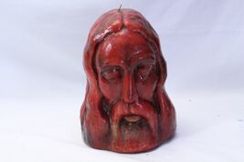 Jesus Christ Head Bust Candle 9-1/2&quot; Tall  Red Wax - $35.27
