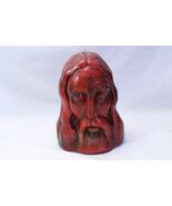 Jesus Christ Head Bust Candle 9-1/2&quot; Tall  Red Wax - $35.27