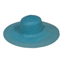 Floppy Summer Beach Hat Wide Brim Aqua Blue Foldable Straw Hat UV Protection - £11.18 GBP