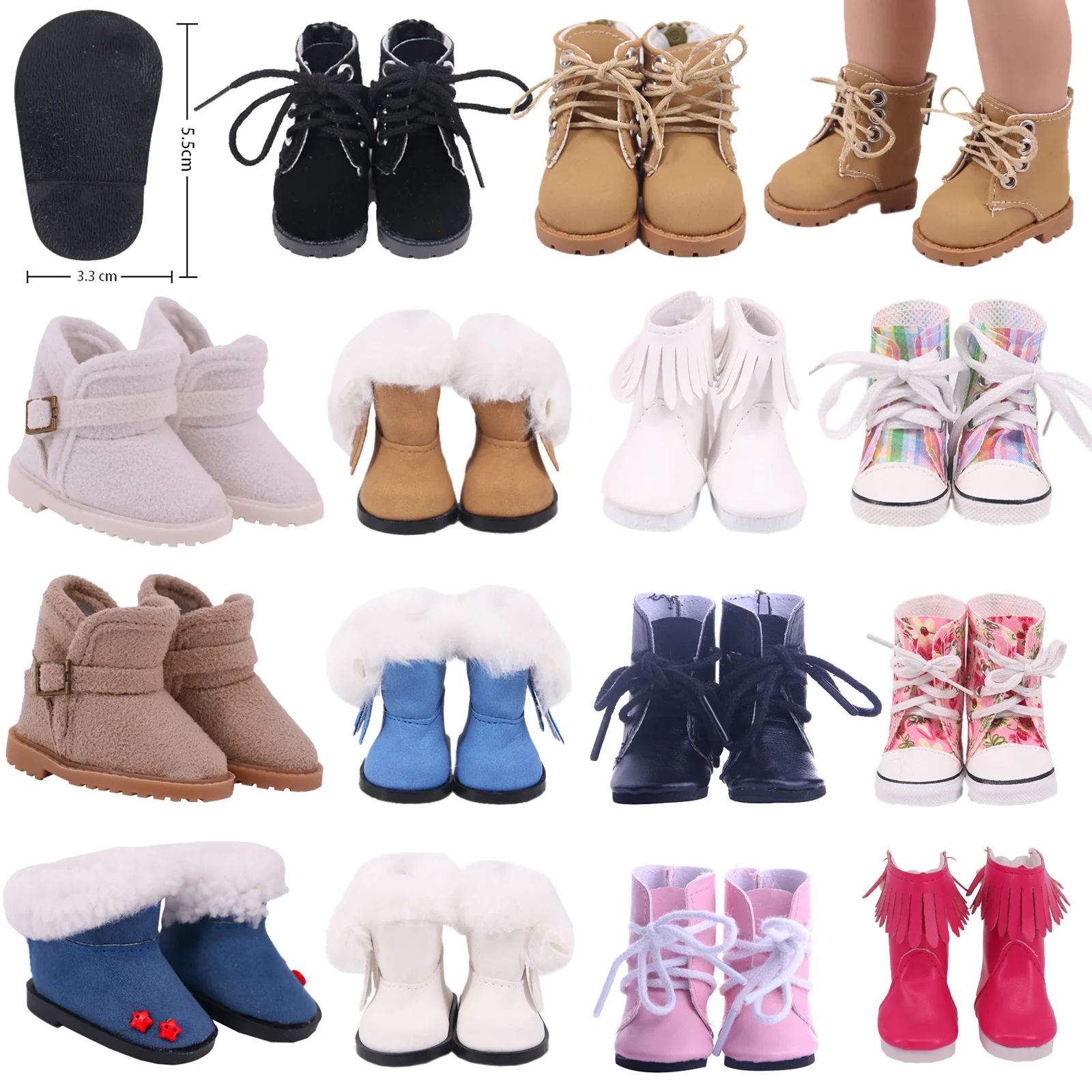 5Cm Doll Shoes Boots High-top PU Shoes For 14.5 Inch American Paola Reina - £7.44 GBP+
