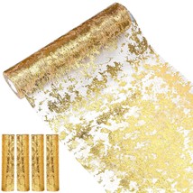 Gold Table Runner 14 Inch Wide Sequin Glitter Table Runner Roll Metallic... - $38.99