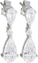 Authentic CRISLU White CZ Double PearDrop Earrings - £80.03 GBP