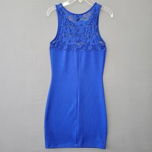 Forever21 Womens Dress Size S Blue Midi Bodycon Stretch Preppy Lace Sleeveless - £9.04 GBP