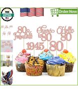 30 Elegant Rose Gold 80th Birthday Cupcake Toppers - Perfect for Celebra... - $19.92 CAD