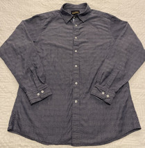Daniel Cremieux Mens Shirt Large Blue Patterned Long Sleeve Button Cotton - $11.29