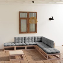  Garden Lounge Set Natural Wood Solid Pinewood Large Modular - $19,362.30 MXN