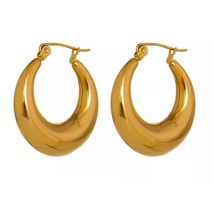 Statement Stainless Steel Geometric Hoop Earrings Jewelry for Women Trendy Metal - £9.49 GBP