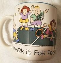VTG &quot;Work is For People Who Don&#39;t Play Tennis&quot; Coffee Mug (1990) Unused - £7.72 GBP